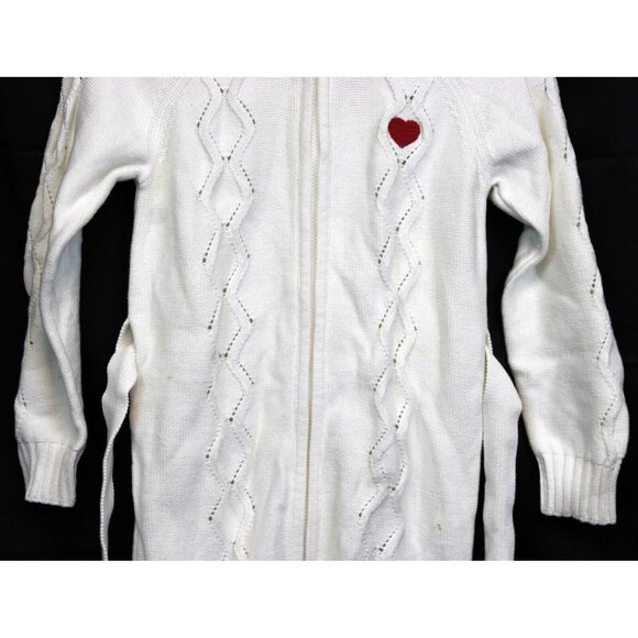 2007 Gymboree School Girls Rock Duster Sweater Cardigan sz 8 Belt Long Zip Heart - Picture 3 of 9